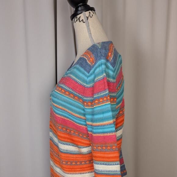 Ralph Lauren Cotton and Linen Striped Sweater Orange and Blue Size XL - Picture 8 of 9